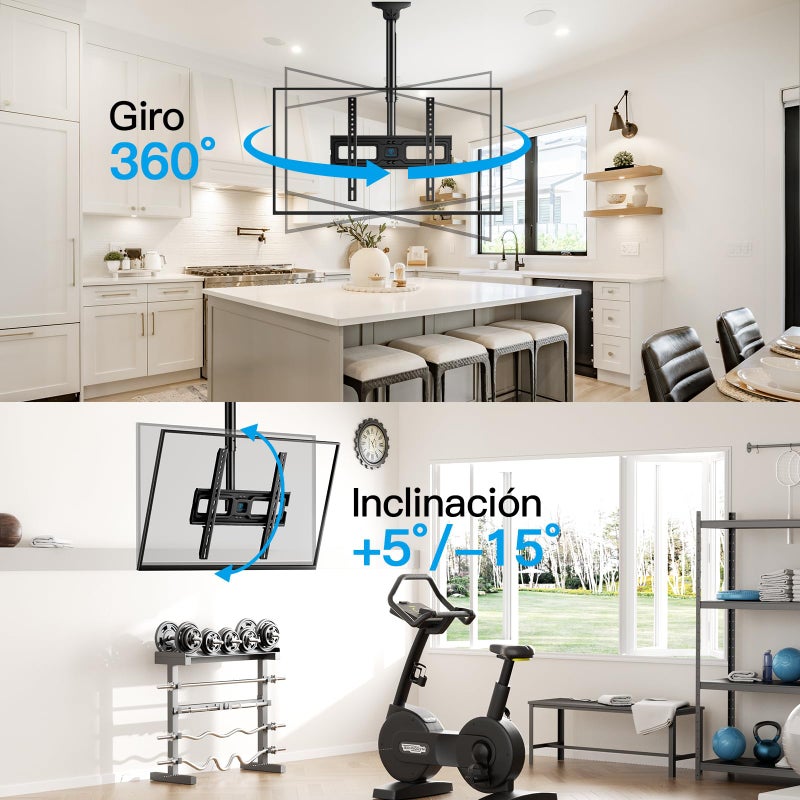 PERLESMITH Ceiling TV Mount for 26-65 inch Flat Screen Displays, Max VESA 400x400mm, Hanging Adjustable Ceiling TV Bracket Fits Most LCD LED OLED 4K TVs, Pole Ceiling Mount Holds up to 110lbs, PSCM2 - Image 5