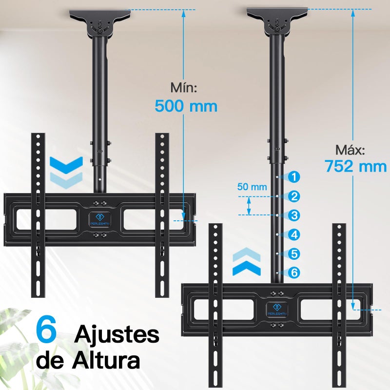 PERLESMITH Ceiling TV Mount for 26-65 inch Flat Screen Displays, Max VESA 400x400mm, Hanging Adjustable Ceiling TV Bracket Fits Most LCD LED OLED 4K TVs, Pole Ceiling Mount Holds up to 110lbs, PSCM2 - Image 4