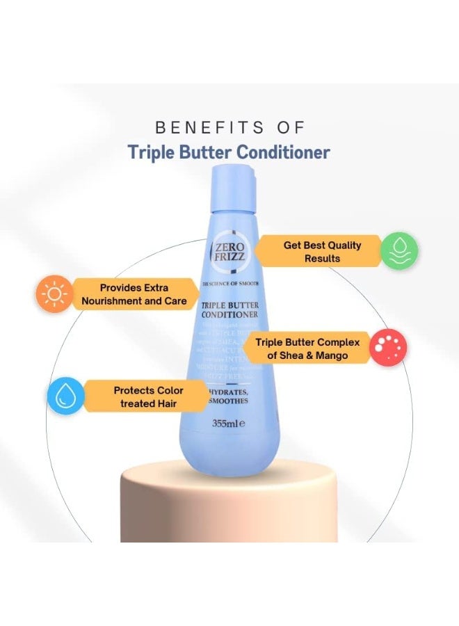 Zero Frizz TRIPLE BUTTER CONDITIONER HYDRATES SMOOTHES 355 ml - Image 2