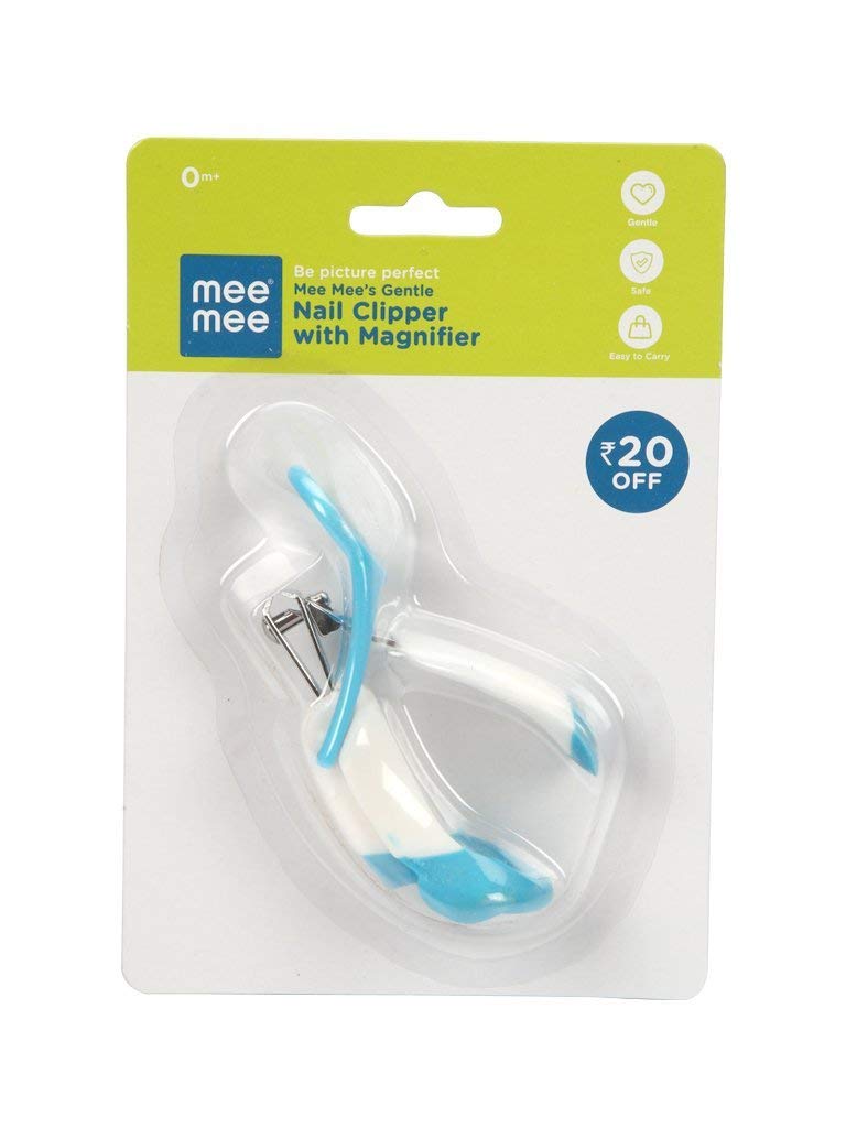 Mee Mee Baby Nail Clipper with Magnifier Zoom Lens, Safety Nail Cutter for New Born Babies Infant Toddler (Single Pack - With Magnifier, White/Blue) - Image 5