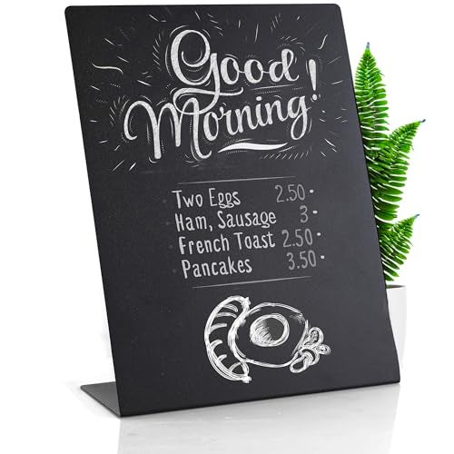 Toros.Store Metal Chalkboard Sign 8 x 11 inches Food Signs for Party Buffet Mini Chalkboard Sign Food Display Card Kitchen Tabletop Chalkboards Small Standing Menu Boards for Wedding - Image 1