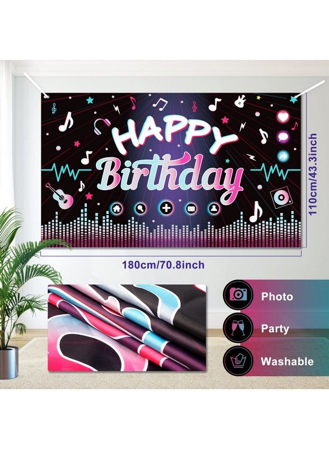 OurWarm 130 Pcs Tik Tok Birthday Party Decorations Music Happy Birthday Decorations Tiktok Party Theme Party Supplies Includes Happy Birthday Banner Balloons Arch Tablecloth For Birthday Decor - Image 4