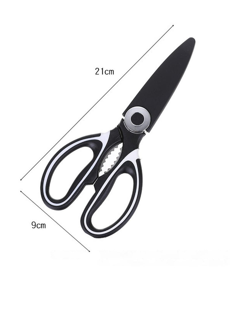 SYOSI Stainless Steel Kitchen Scissor with Cover,Kitchen Shears Multipurpose Household and Garden Ultra Sharp Utility Scissors (Black,2 PCS) - Image 4
