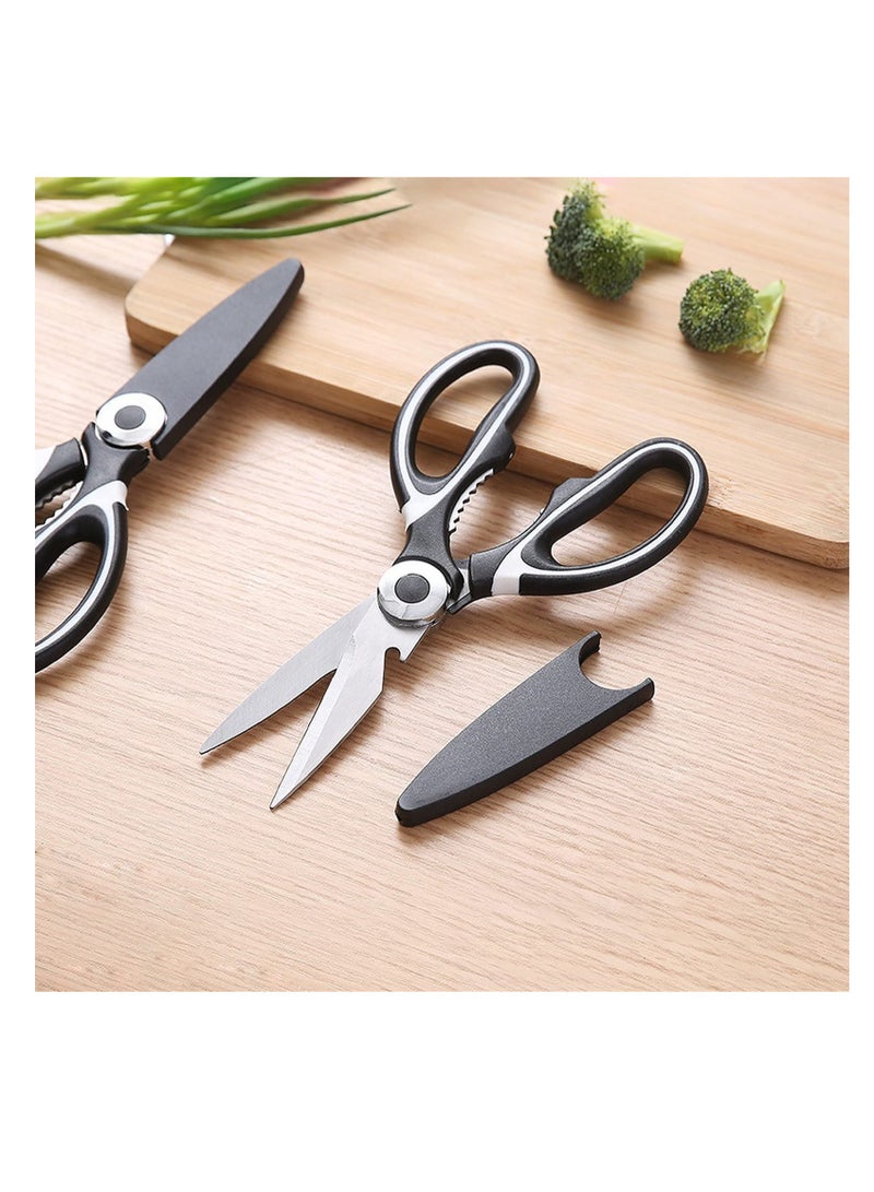 SYOSI Stainless Steel Kitchen Scissor with Cover,Kitchen Shears Multipurpose Household and Garden Ultra Sharp Utility Scissors (Black,2 PCS) - Image 2