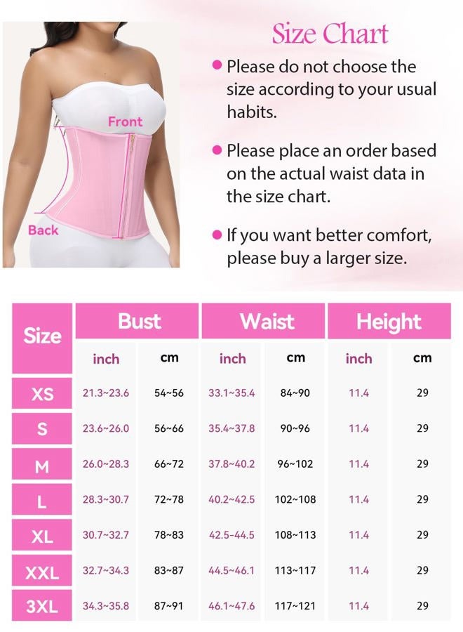 SHAPSHE Waist Trainer for Women Workout Waist Cincher for Tummy Control Corset Shapewear with Zipper Hook, Pink, Medium - Image 5