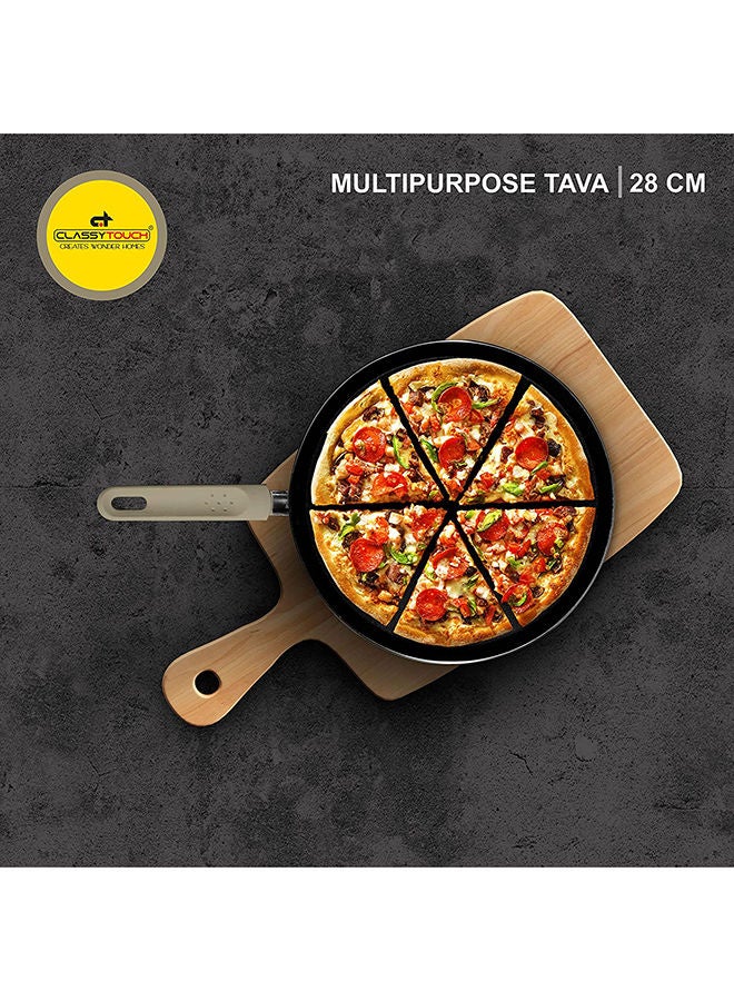CLASSYTOUCH مقلاة تاوا غير لاصقة مع طبقة غير لاصقة ثنائية الاتجاه، صينية بيتزا، خبز دوسا/روتي/شباتي، تاوا قطر 28 سم (ألومنيوم، غير لاصق، قاعدة حثية) - Image 2