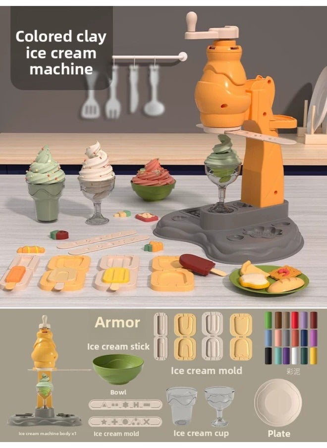 Generic - Children And Girls Educational Male 3 To 6 Birthday Gift 7 Kitchen 5 Play House Cooking Toys 9 Baby 8 12 Years Old-Color:No Price Increase For Additional Quantity [ice Cream Maker + Ice Cream Set] Comes With 18 Pieces Of Colored Clay - Image 1