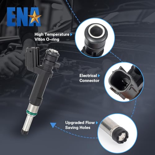ENA مجموعة حقن الوقود ENA 18 ثقب من 8 قطع متوافقة مع نيسان نوت وفيرسا نوت 2014 2015 2016، فيرسا 2012 2013 2014 2015 2016 2017 2018 2019، L4 1.6L، بديل لـ FJ1192 166001KT0A 842-12379 67799 - Image 2
