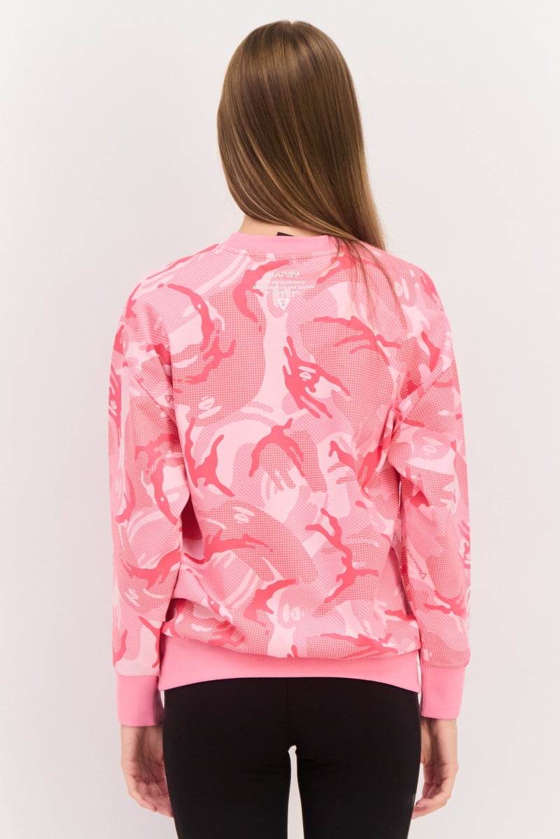 Aape By A Bathing Ape Women Crew Neck Graphic Long Sleeve Sweatshirts, Pink - Image 3