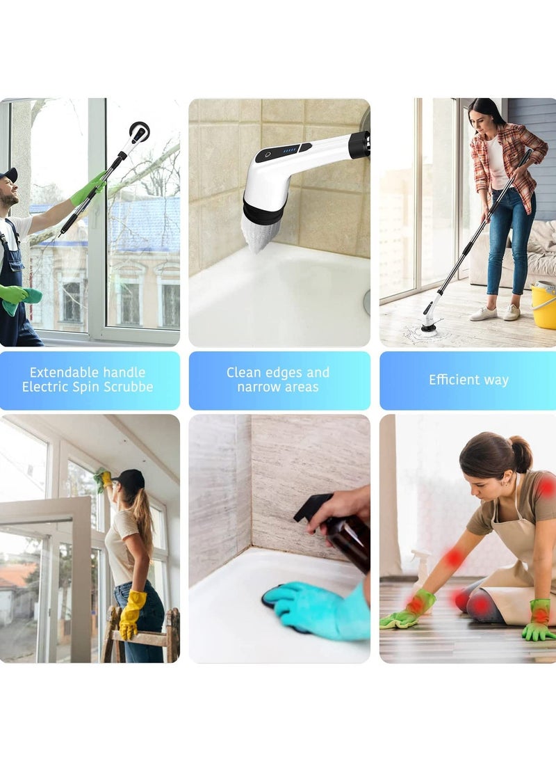 Electric Spin Scrubber, Electric Bathroom Cleaning Brush, Upgraded Version with 7 Replacement Brush Heads and Extension Handle, Suitable for Cleaning Walls, Floors, bathrooms, Kitchens, Cars - Image 4