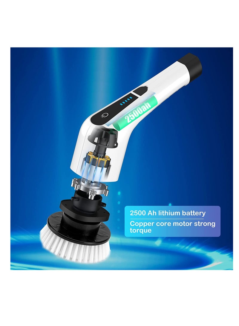 Electric Spin Scrubber, Electric Bathroom Cleaning Brush, Upgraded Version with 7 Replacement Brush Heads and Extension Handle, Suitable for Cleaning Walls, Floors, bathrooms, Kitchens, Cars - Image 2