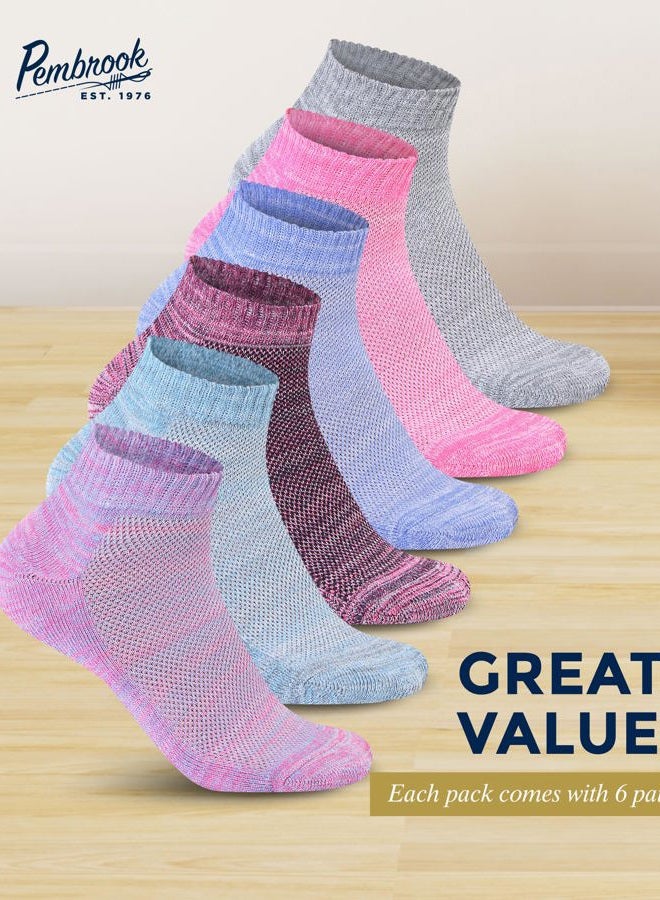 Pembrook Ankle Diabetic Socks for Women and Men - 6 Pairs | Low Cut Neuropathy Socks for Women | Smooth Toe Seams, Space Dye, L - Image 5