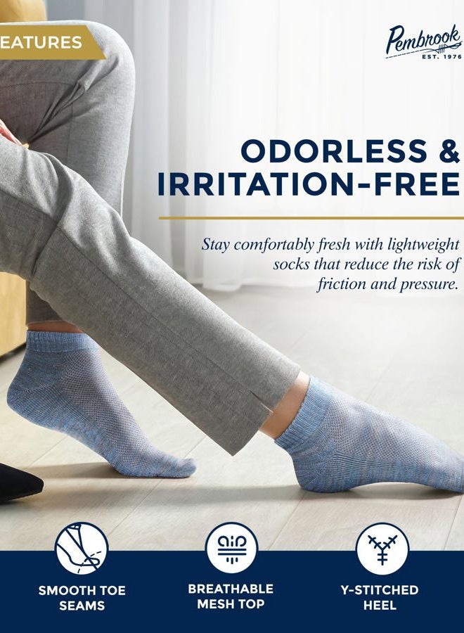 Pembrook Ankle Diabetic Socks for Women and Men - 6 Pairs | Low Cut Neuropathy Socks for Women | Smooth Toe Seams, Space Dye, L - Image 3