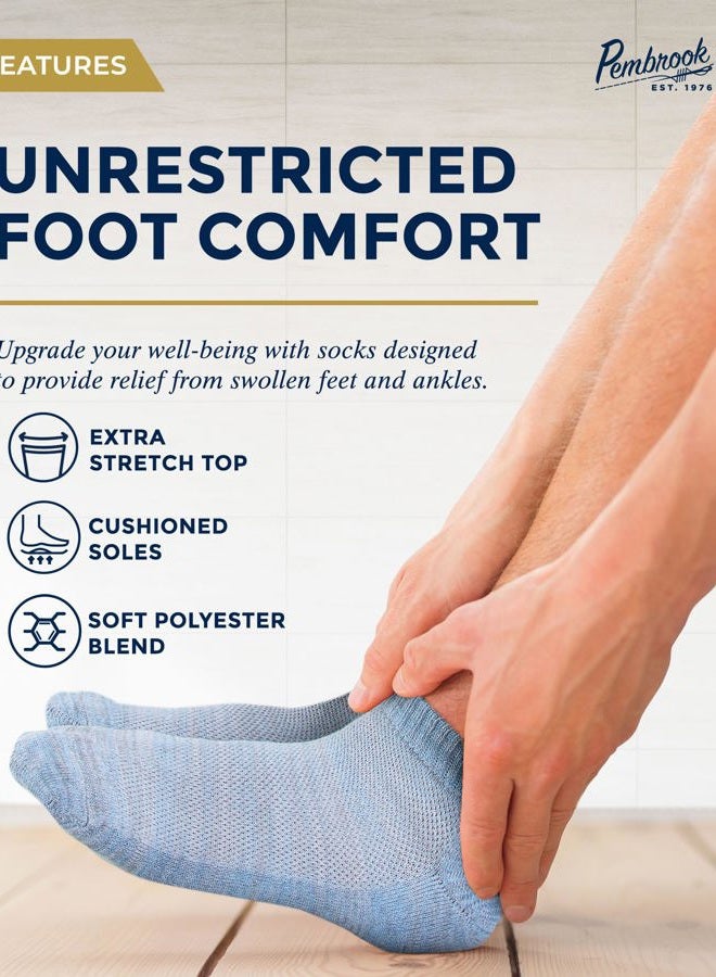 Pembrook Ankle Diabetic Socks for Women and Men - 6 Pairs | Low Cut Neuropathy Socks for Women | Smooth Toe Seams, Space Dye, L - Image 2
