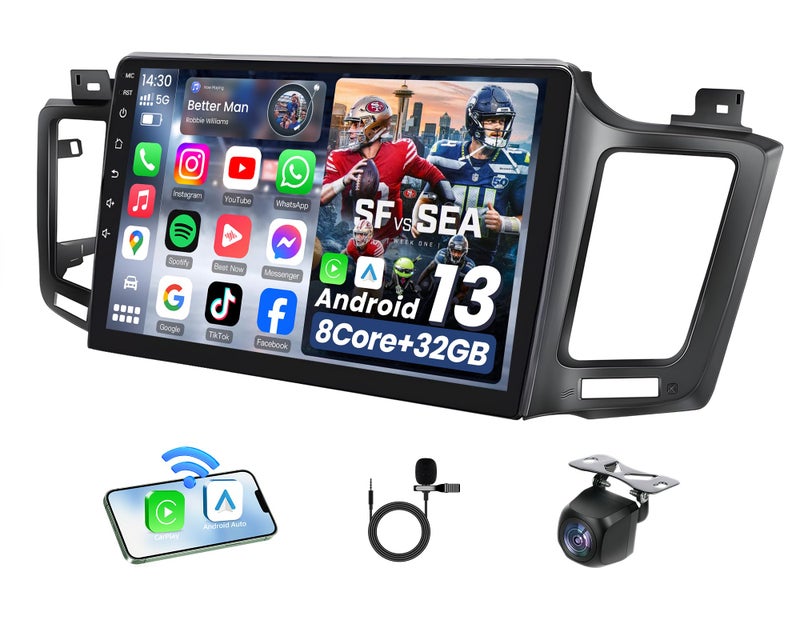 Jerqry 8Core 4G RAM Car Radio Stereo for Toyota RAV4 20132018 Upgrade 5GWiFi Android 13 SplitScreen SWC GPS Bluetooth 50 Touchscreen Replacement with Carplay Android Auto DSP FMRDS Audio - Image 2