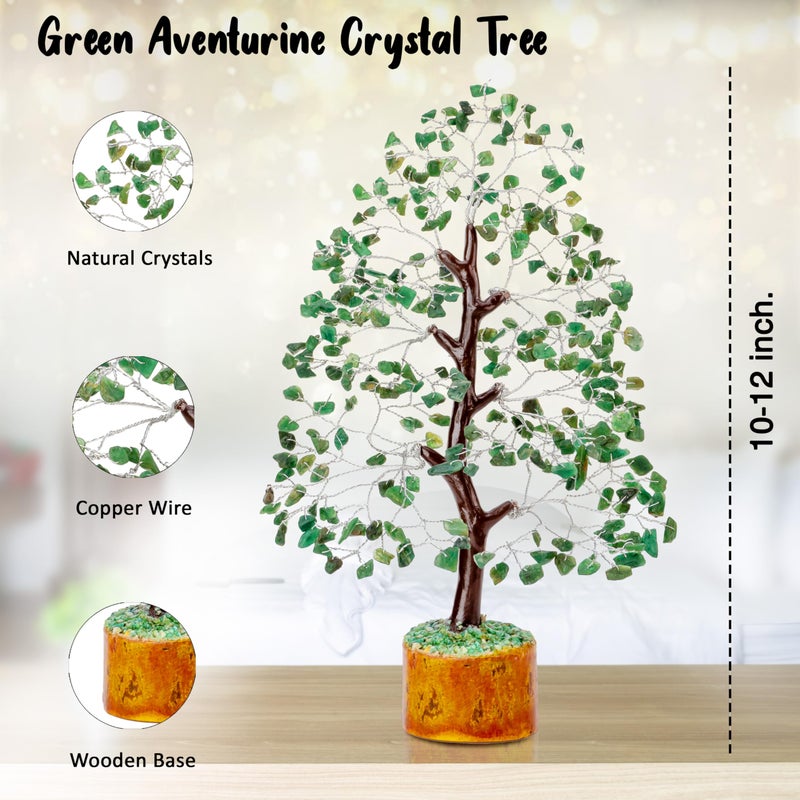 Crocon Green Aventurine Gemstone Tree Feng Shui Figurine Money Bonsai Chakra Balancing Good Luck Reiki Healing Crystals Decoration Ornament Sculpture Prosperity Table Decor Gift Size 10-12""" - Image 3