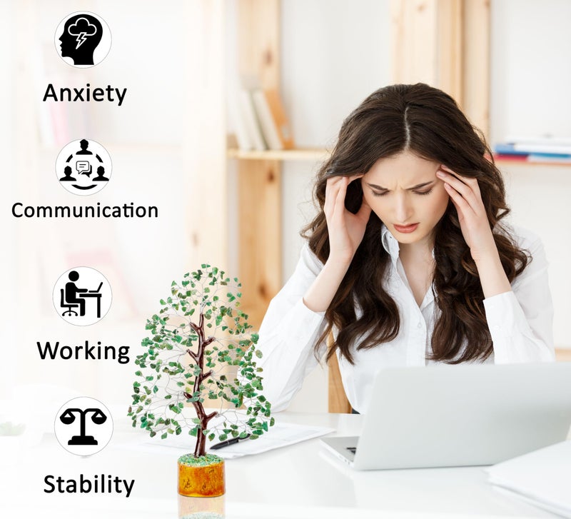 Crocon Green Aventurine Gemstone Tree Feng Shui Figurine Money Bonsai Chakra Balancing Good Luck Reiki Healing Crystals Decoration Ornament Sculpture Prosperity Table Decor Gift Size 10-12""" - Image 2