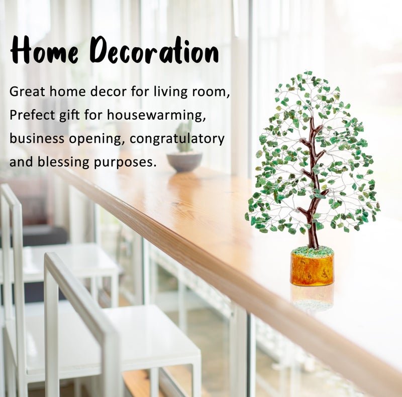 Crocon Green Aventurine Gemstone Tree Feng Shui Figurine Money Bonsai Chakra Balancing Good Luck Reiki Healing Crystals Decoration Ornament Sculpture Prosperity Table Decor Gift Size 10-12""" - Image 4