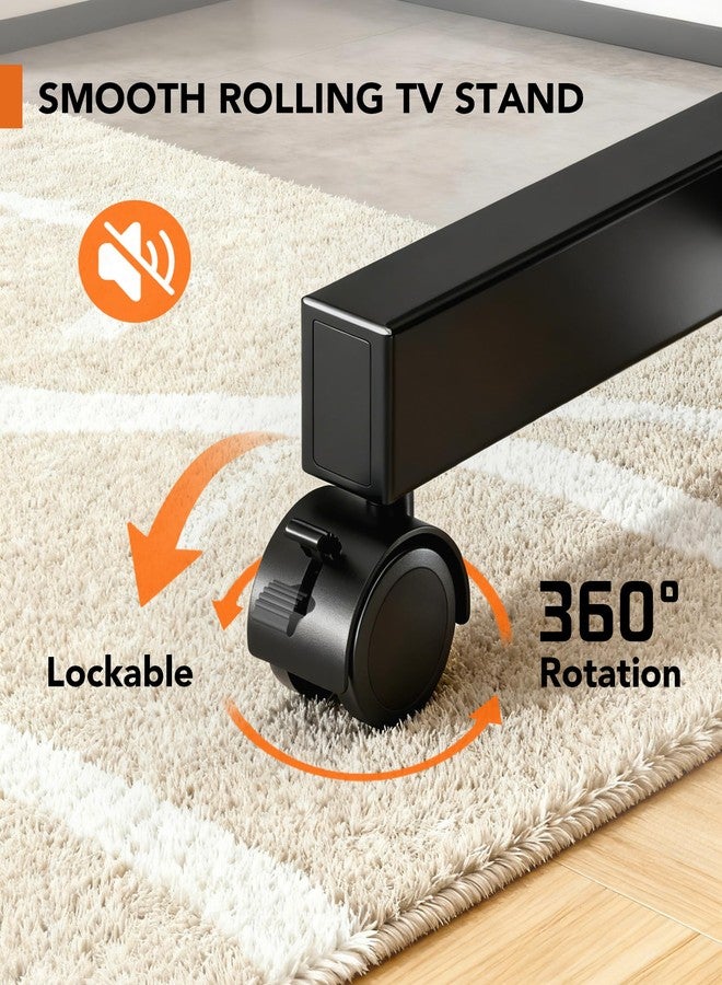 Hemudu Mobile TV Floor Stand for 13-50 inch LCD LED Flat/Curved Panel Screen TVs up to 44 lbs, Height Adjustable TV Stand Mount with Tilt VESA 200x200, Portable TV Stand with Shelf HT2007BM - Image 3