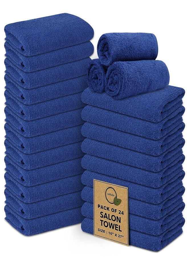 Softolle Salon Towels - Pack of 24 (16"x27") 100% Cotton Ring Spun (Not Bleach Proof) Ultra Soft, Highly Absorbent Hand Towels - Bulk for Spa, Gym & Salon (Navy Blue) - Image 1