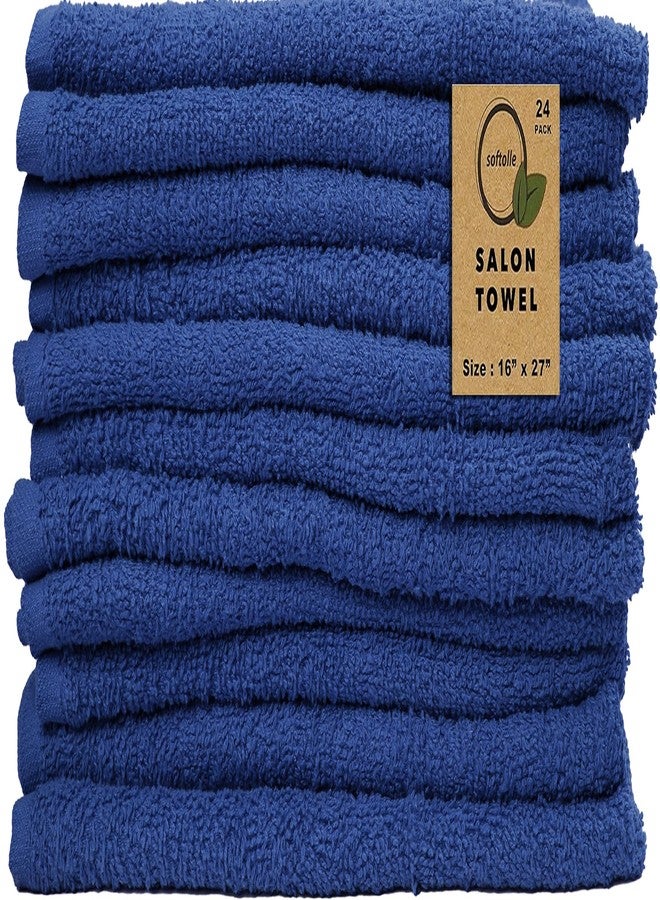 Softolle Salon Towels - Pack of 24 (16"x27") 100% Cotton Ring Spun (Not Bleach Proof) Ultra Soft, Highly Absorbent Hand Towels - Bulk for Spa, Gym & Salon (Navy Blue) - Image 2