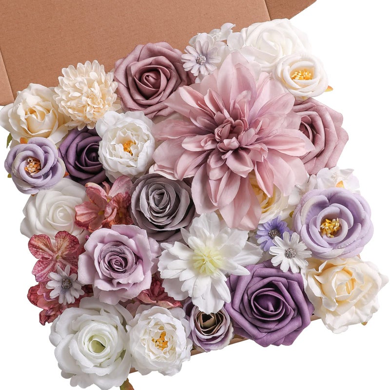 Serra Flora Artificial Flowers Combo Box Set Faux Flowers Bulk Flower Leaf with Stems Arrangements for DIY Wedding Bouquets Party Table Centerpieces Home Decorations Indoor Outdoor - Image 1