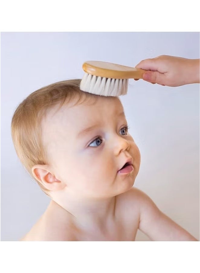 ZVEV Baby Hair Bush and Comb Set -Nature Lotus Wood with Soft Goat Bristle and Pear Wood Comb for Newborns & Toddlers, Ideal for Cradle Cap  - Image 4