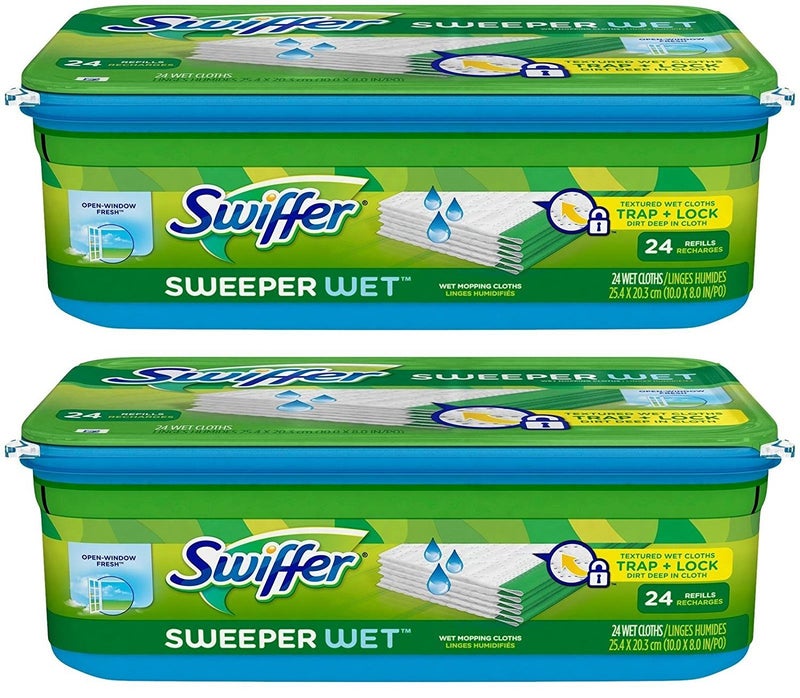 Swiffer استبدال قماش المسح الرطب من سويفر مع رائحة نافذة مفتوحة 24 قطعة قماش رطبة 2 عبوة