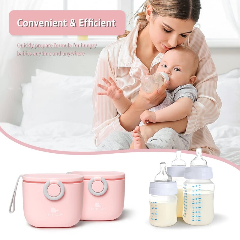 Termichy Baby Formula Dispenser, Portable Milk Powder Dispenser Container with Carry Handle and Scoop for Travel Outdoor Activities with Baby Infant, 8.8OZ, 0.55LB, 250g (Pink-2pack) - Image 4
