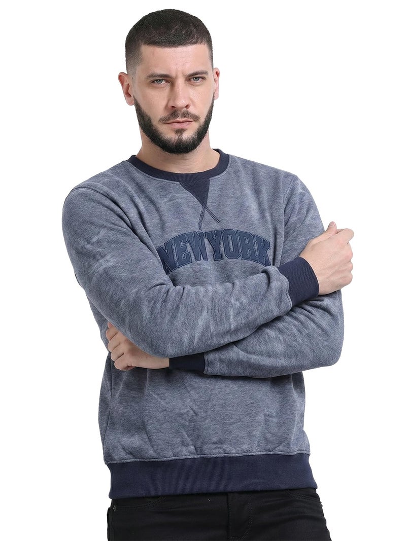fanideaz Mens Premium Winter Wear Sweatshirt for Men Cotton Sweatshirts Man Regular Fit Branded Jumper for Man Warm Stylish Style_3DB_M_Denimblue - Image 1