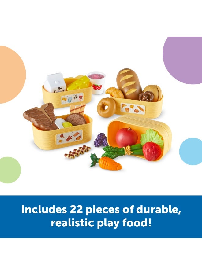 ليرننج ريسورسز مجموعة أدوات الطعام نيو سبراوتس بيك آند سورت من مجموعة تعلم الموارد، مكونة من 26 قطعة، لتعليم فئات الطعام مع سلال الفرز، مناسبة للأطفال من سن 18 شهرًا فما فوق - Image 2