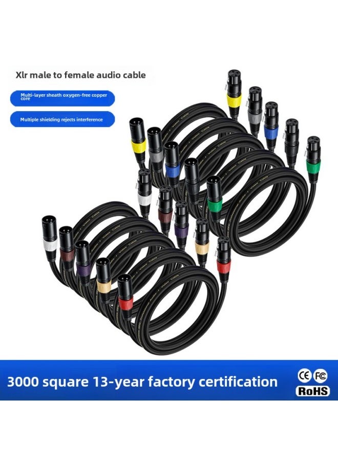 ماركة غير محددة كابل XLR مع خط نحاسي مزدوج الحماية خالي من الأكسجين خط Canon ذكر إلى أنثى ميكروفون XLR بطاقة صوت احترافية كابل صوت زراعي - اللون: حلقة ذيل بني * نحاس خالٍ من الأكسجين * 3 نواة * od6.0 * أسود * بولي كلوريد الفينيل - الطول: 3 متر  - Image 2