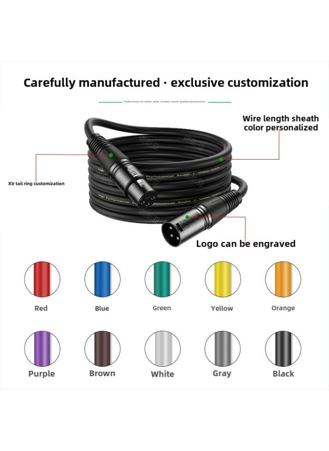 ماركة غير محددة كابل XLR مع خط نحاسي مزدوج الحماية خالي من الأكسجين خط Canon ذكر إلى أنثى ميكروفون XLR بطاقة صوت احترافية كابل صوت زراعي - اللون: حلقة ذيل بني * نحاس خالٍ من الأكسجين * 3 نواة * od6.0 * أسود * بولي كلوريد الفينيل - الطول: 3 متر  - Image 4