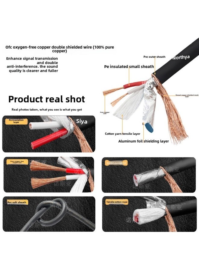ماركة غير محددة كابل XLR مع خط نحاسي مزدوج الحماية خالي من الأكسجين خط Canon ذكر إلى أنثى ميكروفون XLR بطاقة صوت احترافية كابل صوت زراعي - اللون: حلقة ذيل بني * نحاس خالٍ من الأكسجين * 3 نواة * od6.0 * أسود * بولي كلوريد الفينيل - الطول: 3 متر  - Image 3