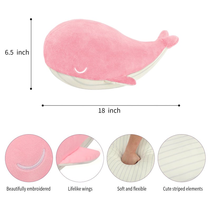 MUPI Whale Stuffed Animals 18  Plush Pillow - Shark Humpback and Jellyfish Stuffed Animals - Ocean Decor and Toys(Pink) - Image 2