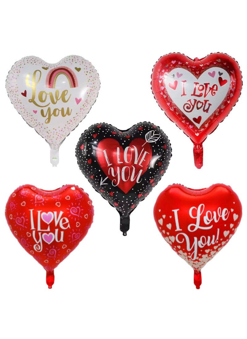 Home Smart Home Smart Heart Shape Foil Balloons Set of 5 Pcs Assorted Color and Design Ideal for Birthday Valentine and Anniversary Party  - Image 1