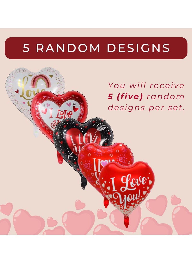 Home Smart Home Smart Heart Shape Foil Balloons Set of 5 Pcs Assorted Color and Design Ideal for Birthday Valentine and Anniversary Party  - Image 3