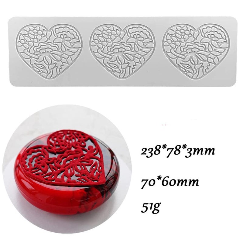 TUKE 3D Hollow Leaf Fondant Lace Mold Multi Leaves Flower Candy Mold Chocolate Sugar Craft Cake Decoration Cupcake Top (F Love_9.52 * 3.12 * 0.12inch) - Image 5
