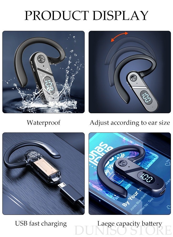 DUNISO Bluetooth Headset Wireless Headphone Business Earpiece for Cell Phones PC Tablet Laptop Computer Noise Cancelling Mic Headphones for Trucker Driver Business - Image 4