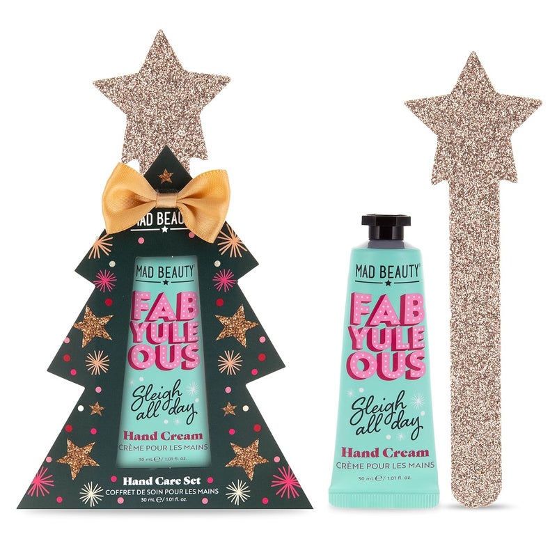 Mad Beauty MAD Beauty FabYuleOus Hand Care Set Christmas Tree Hand Cream  Nail File Berry Scented  Enriched with Shea Butter Hydrating  Nourishing Great SelfCare Gift
