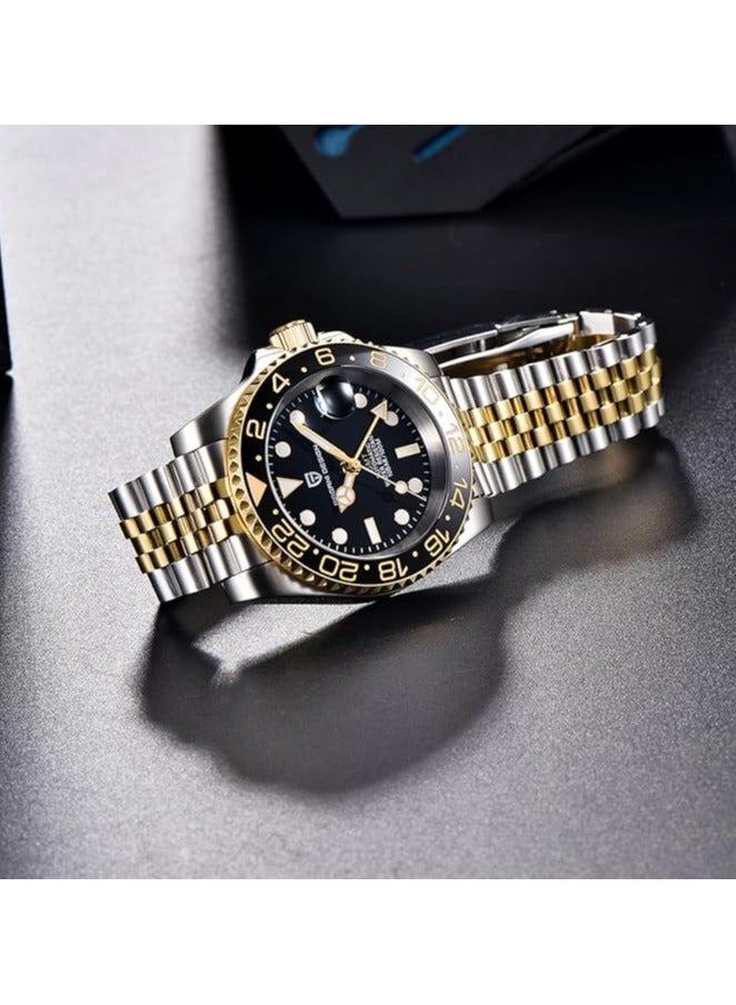 PAGANI DESIGN PD1662 Two-Tone Black Dial GMT Men’s Automatic Watch – 40 mm Jubilee - Image 3