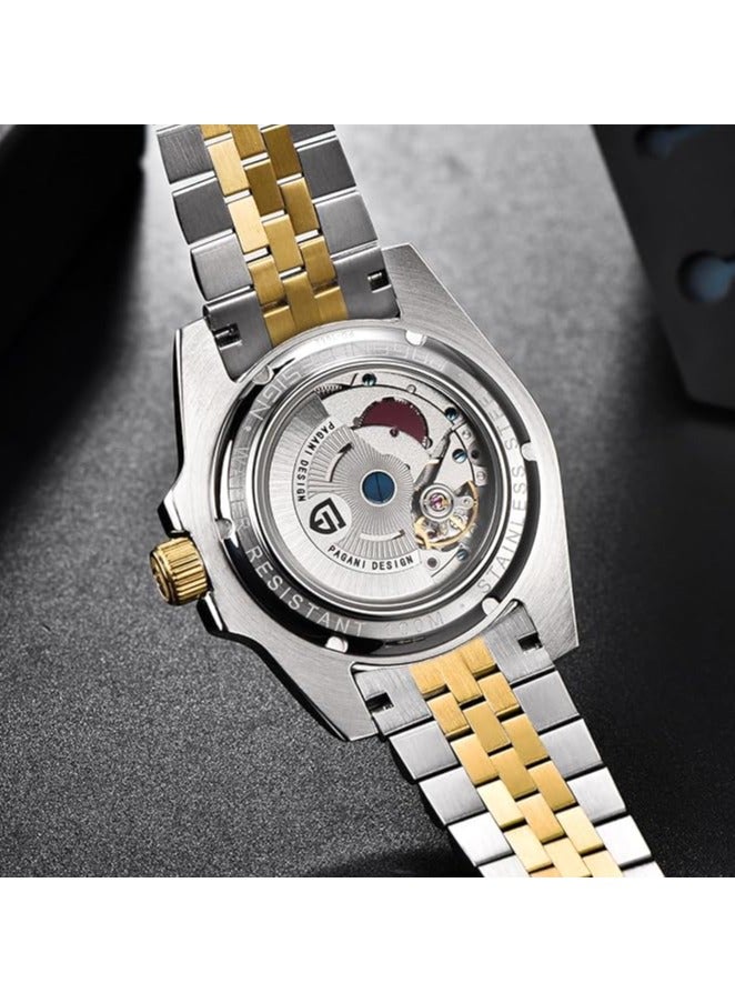 PAGANI DESIGN PD1662 Two-Tone Black Dial GMT Men’s Automatic Watch – 40 mm Jubilee - Image 5