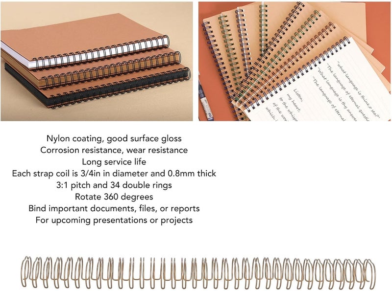 Cross-location transit friendly build Iron Spiral Binding Coils, Spiral Binding Coils 9.5mm 34 Teeth for Reports (Antique Bronze) Multi-style matching design - Image 4
