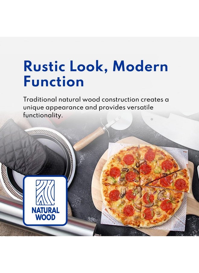 New Star Foodservice New Star Foodservice 50295 Restaurant-Grade Wooden Pizza Peel, 16" L x 14" W Plate, with 10" L Wooden Handle, 24" Overall Length  - Image 5