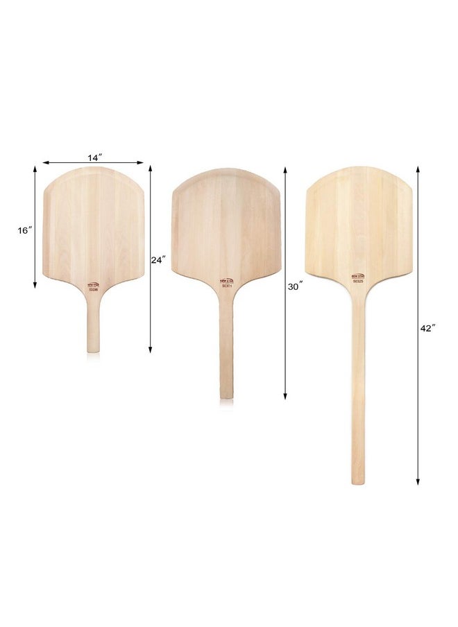 New Star Foodservice New Star Foodservice 50295 Restaurant-Grade Wooden Pizza Peel, 16" L x 14" W Plate, with 10" L Wooden Handle, 24" Overall Length  - Image 4