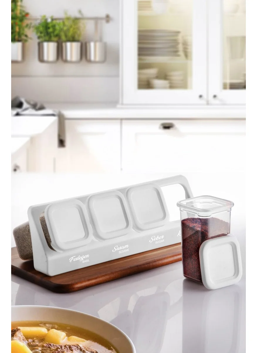 Kitchen Life 12-Piece Labeled Stand Self-Adhesive Square Spice Jar Set - Food Storage Container Set