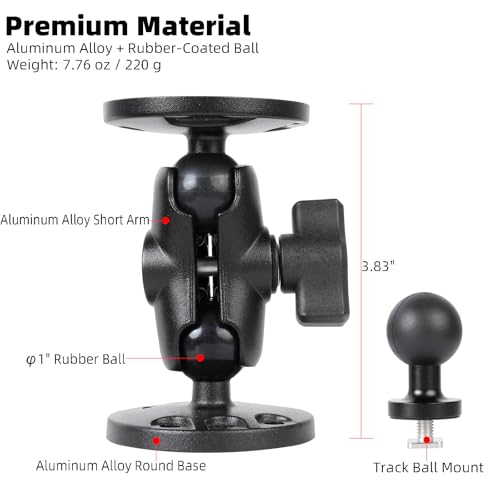 FPN Aluminum 1" Ball Fish Finder Mount for Garmin Striker 4 / Plus 4 / Vivid 4cv, AMPS Hole Round Plates for RAM Mounts/GPS/Boats/Vehicle, T-Bolt Attachment for Track Systems, Lowrance, Humminbird - Image 4