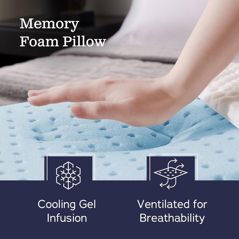 WEEKENDER Gel Memory Foam Pillow - Standard Size - 1-Pack - Medium Plush Feel - Neck and Shoulder Support - Side, Stomach, and Back Sleepers - Home, Hotel, & Hospital Essentials - CertiPur Certified - Image 2