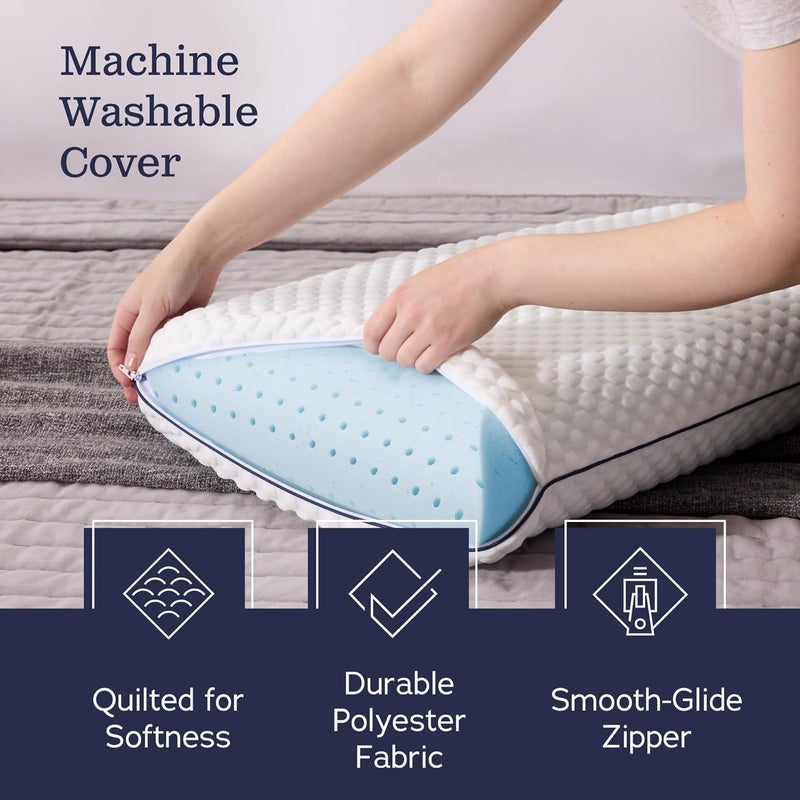 WEEKENDER Gel Memory Foam Pillow - Standard Size - 1-Pack - Medium Plush Feel - Neck and Shoulder Support - Side, Stomach, and Back Sleepers - Home, Hotel, & Hospital Essentials - CertiPur Certified - Image 3