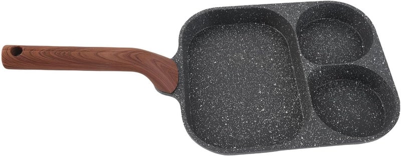 N-stick Egg Frying Pan, 3-section Breakfast Pan With Removable Handle For Omelettes, Steaks, And Pancakes - Ideal For Easy Cooking And Cleanup Double Bottom - Image 2